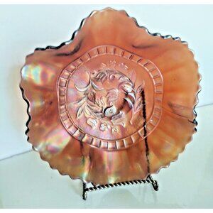 Vintage Carnival Glass Bowl Iridescent "Windflower" pattern Dugan Glass Co. 1911